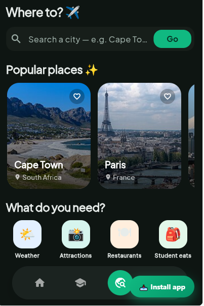 Travel companion screen
