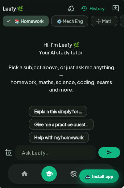 AI tutor screen